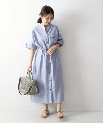 Spick & Span 린넨 드로스트 셔츠 원피스