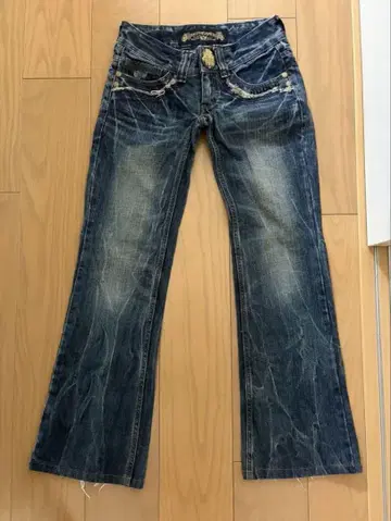 플레어 데님 팬츠 다크 블루 여성용 M