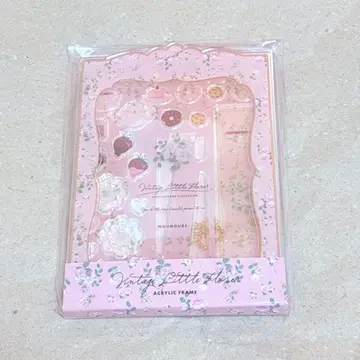 후쿠야 온라인 빈티지 리틀 플라워 아크릴 프레임 핑크