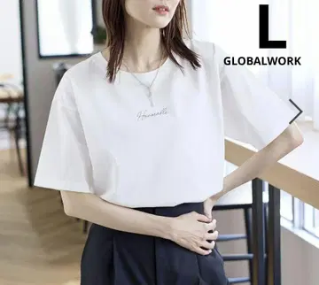 새상품 글로벌 워크 리치 클린 프린트 반팔 티셔츠 로고 필기체 L