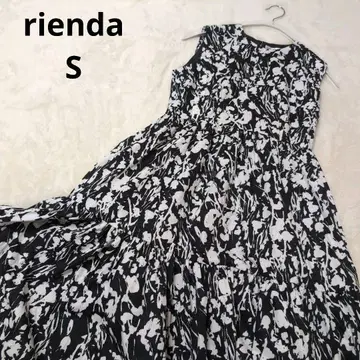 rienda 플라워 모노톤 슬리브리스 원피스 플레어 A 라인