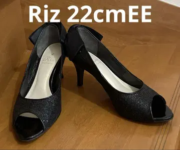 RIZ raffinee 블랙 오픈토 펌프스 리본 포함 22cm EE