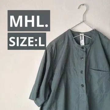 HML. 풀오버 셔츠 밴드 카라 셔츠 그린 L 사이즈