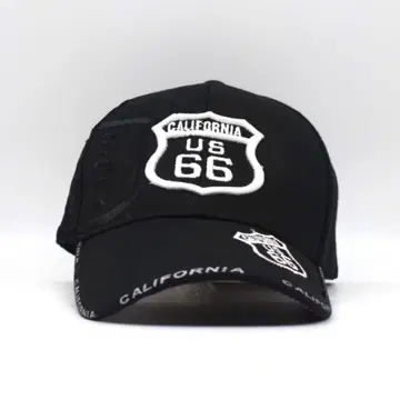 캘리포니아 US ROUTE66 캡 자수 구제 의류 블랙