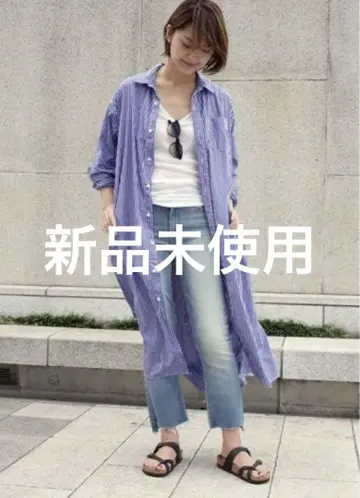 미사용 새상품 아메리카나 Americana 스트라이프 셔츠 원피스