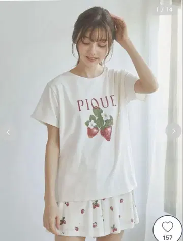 젤라또피케 딸기 원포인트 티셔츠 프리 사이즈