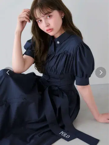 POLOBCS 콜라보 코르셋 스위칭 셔츠 원피스 네이비 S 사이즈