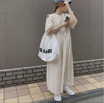 nananamoe 린넨 코튼 반팔 롱 원피스