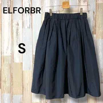 ELFORBR 일본제 플레어 스커트 광택감 네이비 S 코튼 혼방