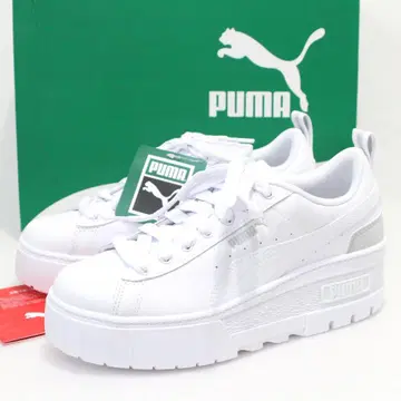 미사용품 PUMA MAYZE WEDGE 스니커즈 24.5cm 통굽 화이트