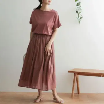 도어즈 코튼 개더 원피스 핑크 F