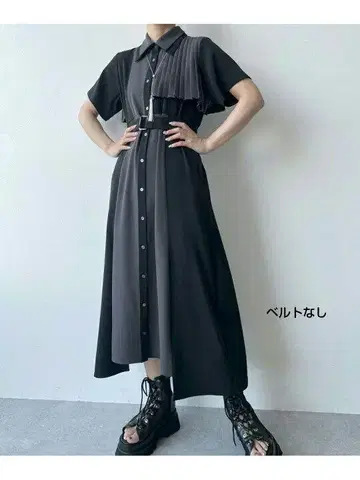 HARE 플라시 플리츠 절개 원피스