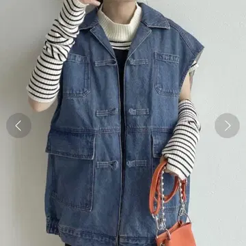 차이나 버튼 데님 베스트