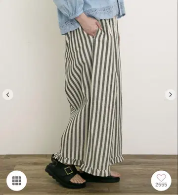 사만사 모스모스 면 린넨 밑단 프릴 팬츠 베이지