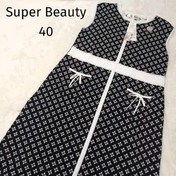 미사용 Superbeauty 40 모노톤 올 패턴 슬리브리스 원피스
