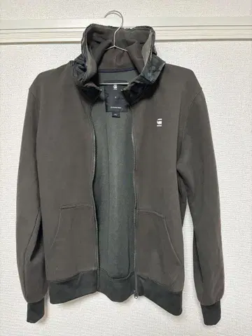 G-STAR RAW 다크 그레이 후드 부착 후드티 S