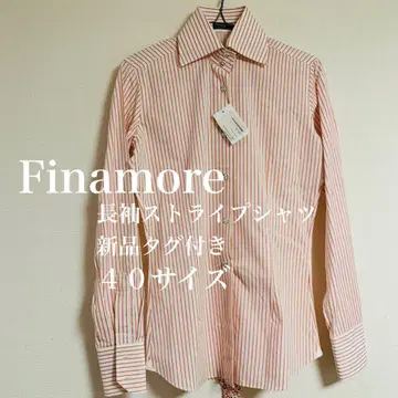 Finamore 핑크 스트라이프 셔츠 40 사이즈 택 포함 새상품