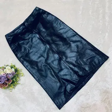소가죽 무릎 기장 랩 스타일 가죽 타이트 스커트 블랙