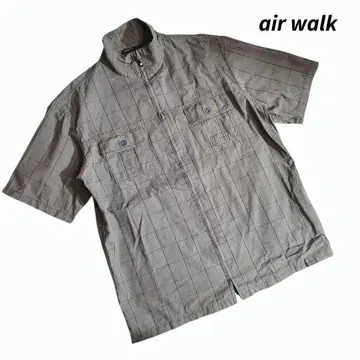 00s airwalk 립스탑 집업 반팔 셔츠 격자 무늬 8801