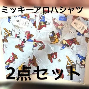 TDR 한정판 디즈니 미키 알로하 셔츠 2개 세트 S 사이즈 M 사이즈