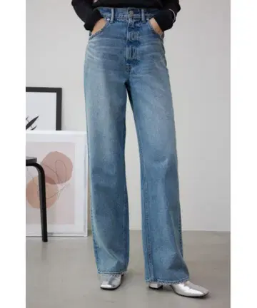 AZUL DENIM 하이 웨스트 와이드 데님 라이트 블루