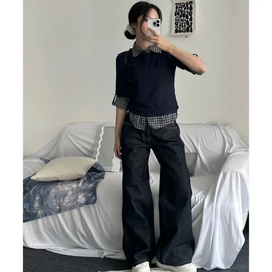 【BOHEMIAN SEOUL】24fw CURVED LINE BOOTCUT JEANS CURVED LINE BOOTCUT JEANS, DEEP GRAY - bohemseo