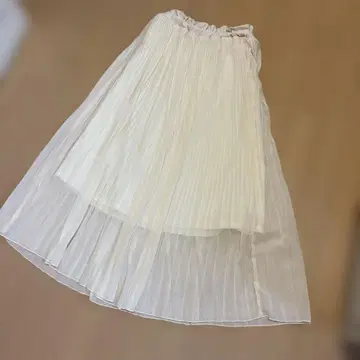 화이트 플리츠 롱 스커트 M 사이즈