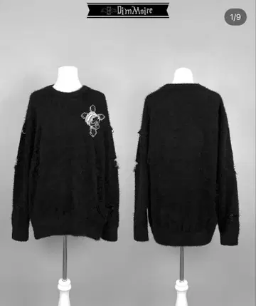 dimmoire SKULL 와펜 니트 블랙
