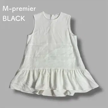 M-premierBLACK 슬리브리스 플레어 페플럼 블라우스 화이트