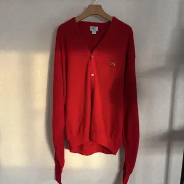 Lacoste 빨간색 V넥 가디건 USA제
