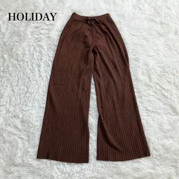 홀리데이 리브 팬츠 와이드 팬츠 허리밴딩 스트레치 캐주얼