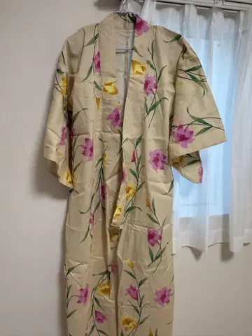 꽃무늬 유카타 베이지 핑크 노랑