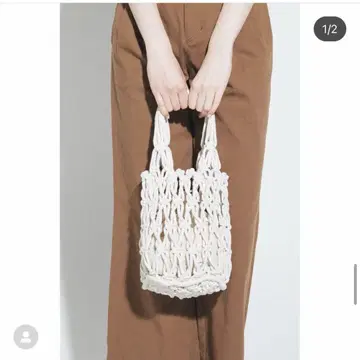 pinue 마크라메 뜨개질 백 화이트