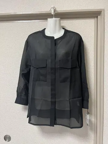 야마다야 Aga 시스루 블랙 셔츠 긴팔 2포켓 택 포함 새상품