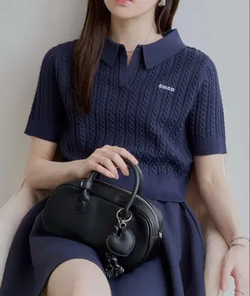 chico 케이블 폴로 반팔 니트 치코 케이블 폴로 니트