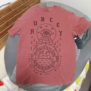 Hurley VINTAGE 가공 그래픽 티셔츠 어스 레드