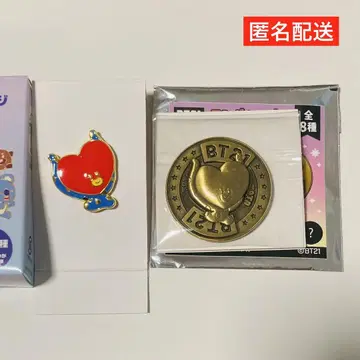 BTS LINE 프렌즈 시부야 메탈 핀 배지 랜덤 메달 TATA