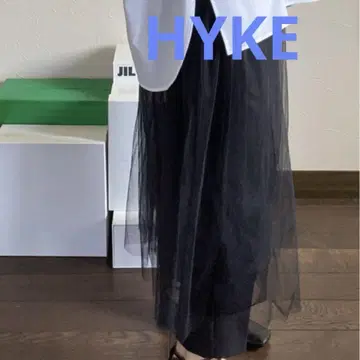 HYKE 시어 튤 스커트 블랙
