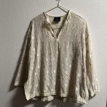 카르도파브리카 카프탄 블라우스 쉬폰 자수 시어 티셔츠