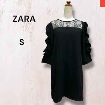 자라 ZARA 꽃무늬 레이스 프릴 원피스 파티 드레스 결혼식 블랙