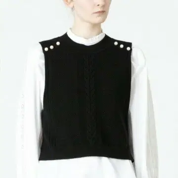 LOULOU WILLOUGHBY 니트 베스트 펄 블랙 2 사이즈