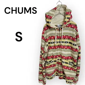 CHUMS 스트라이프 패턴 풀 집업 후드티 S