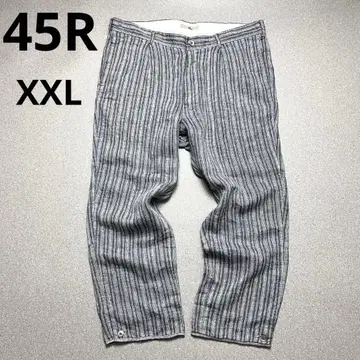 45R XXL 헤링본 린넨 100% 팬츠 스트라이프 슬랙스