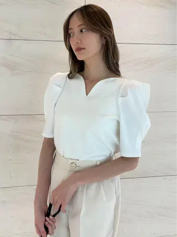 snidel 디자인 슬리브 컷 탑