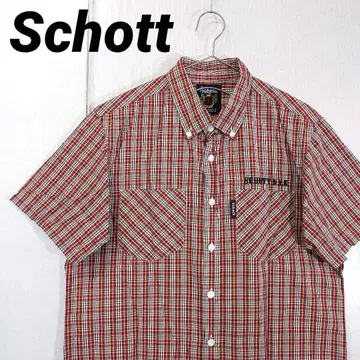 구제 의류] 샷 Schott 반팔 체크 셔츠 버튼 다운 원 포인트