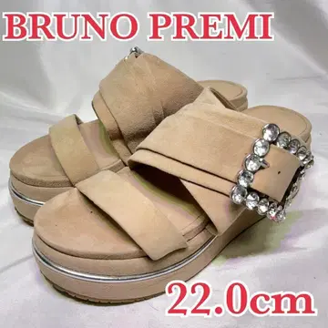 새상품급 BRUNO PREMI 샌들 스웨이드 비쥬 버클 35