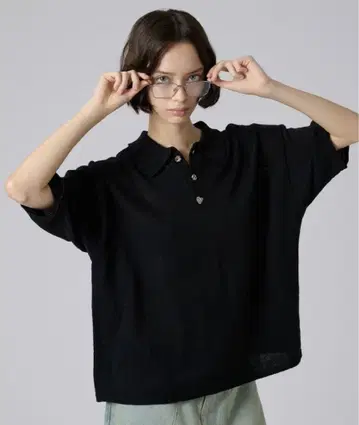 블랙 반팔 폴로 셔츠 S