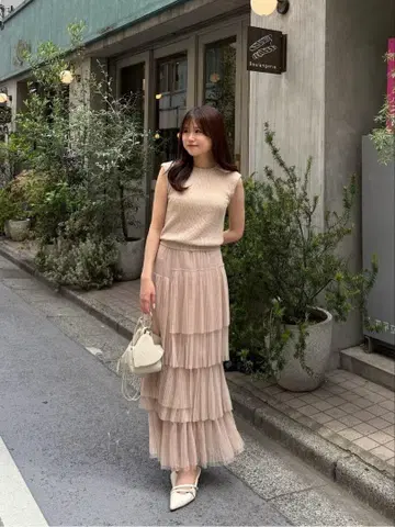 코코딜 택 포함 새상품 얇은 명주 그물 플리츠 니트 도킹 원피스 25ss