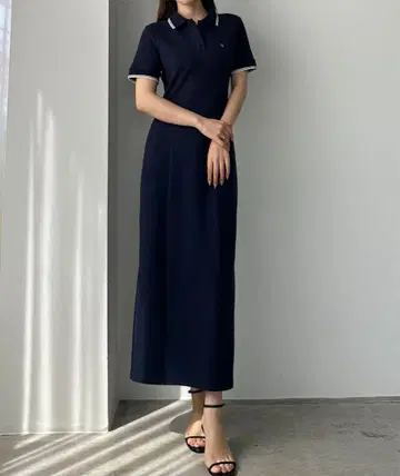 Louere 폴로 원피스 I 라인 네이비 L 사이즈