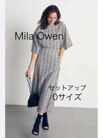 Mila Owen 미라 오웬 체크 무늬 셋업 0 사이즈